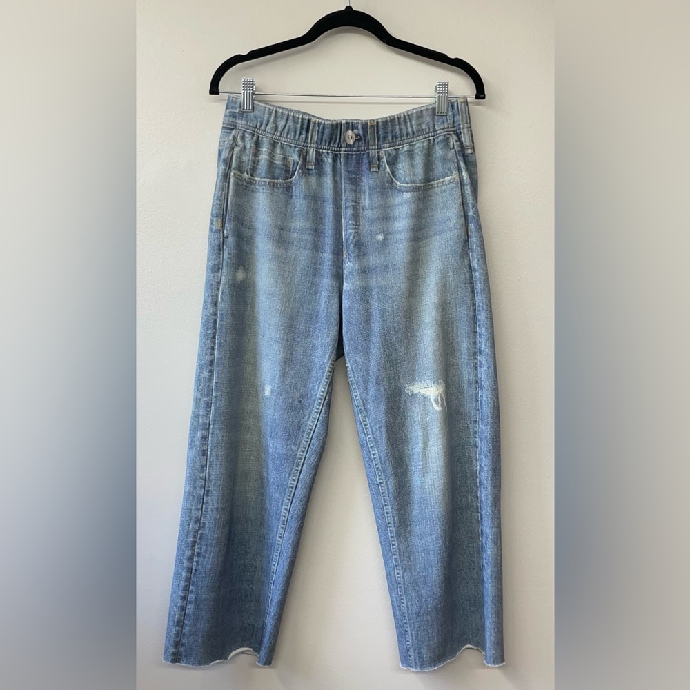 Rag & Bone Miramar Wide Leg Crop Raw Hem High Rise Pull On Pants Medium 8 10